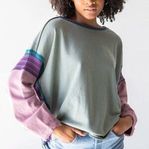 Natural Life trim sweatshirt‎ Colorful Women's oversized small medium